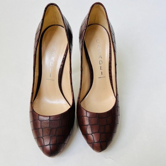 Casadei croc embossed brown pumps Size 5 - Picture 2 of 9
